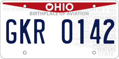 OH license plate GKR0142