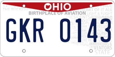 OH license plate GKR0143