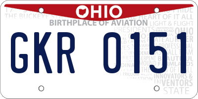 OH license plate GKR0151
