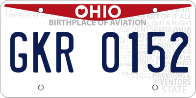 OH license plate GKR0152
