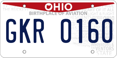 OH license plate GKR0160