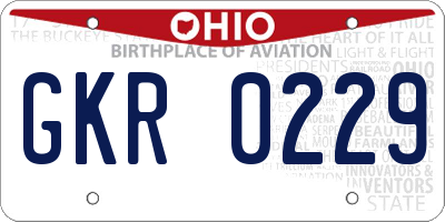 OH license plate GKR0229