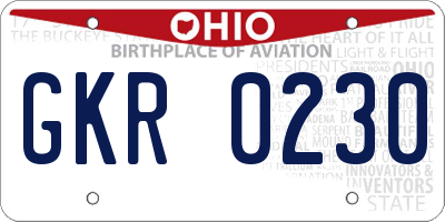 OH license plate GKR0230