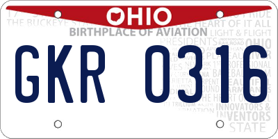 OH license plate GKR0316