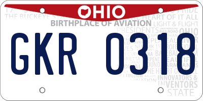 OH license plate GKR0318