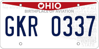 OH license plate GKR0337
