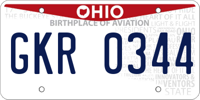 OH license plate GKR0344