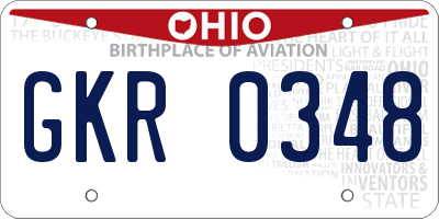 OH license plate GKR0348