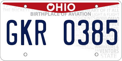 OH license plate GKR0385