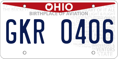 OH license plate GKR0406