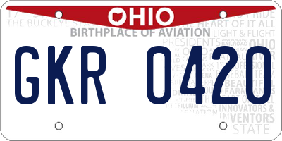 OH license plate GKR0420