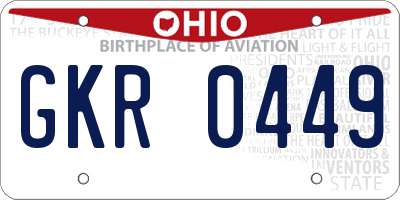 OH license plate GKR0449