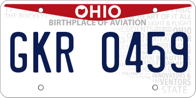 OH license plate GKR0459