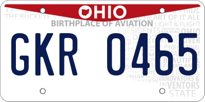 OH license plate GKR0465