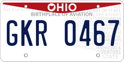 OH license plate GKR0467