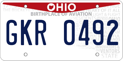 OH license plate GKR0492