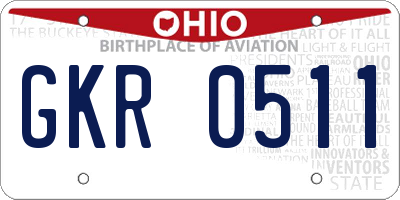 OH license plate GKR0511