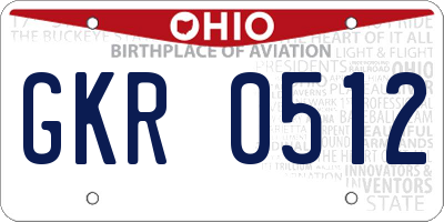 OH license plate GKR0512