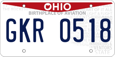 OH license plate GKR0518