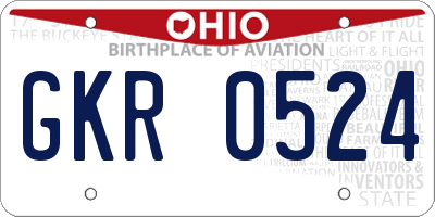 OH license plate GKR0524