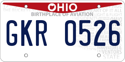 OH license plate GKR0526