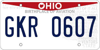 OH license plate GKR0607