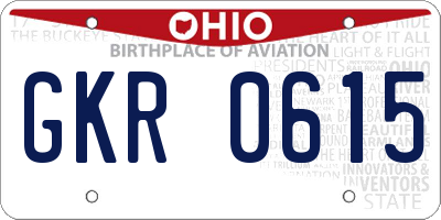 OH license plate GKR0615