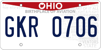 OH license plate GKR0706