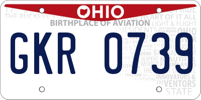 OH license plate GKR0739