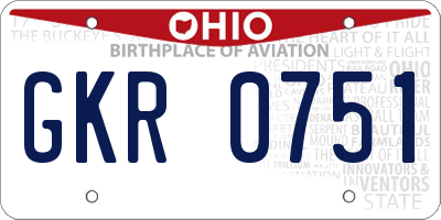 OH license plate GKR0751