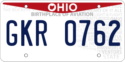 OH license plate GKR0762