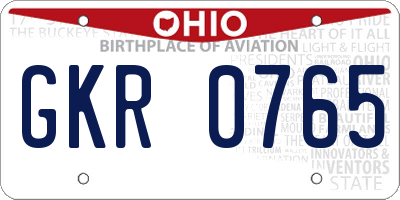 OH license plate GKR0765