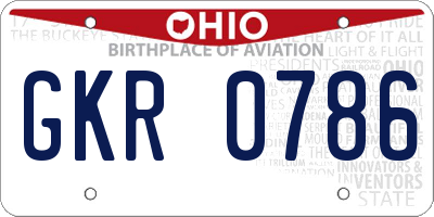 OH license plate GKR0786