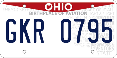 OH license plate GKR0795