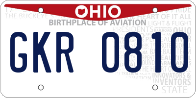 OH license plate GKR0810