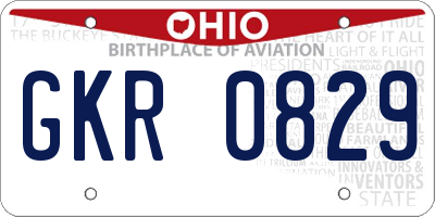 OH license plate GKR0829