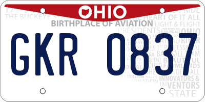 OH license plate GKR0837