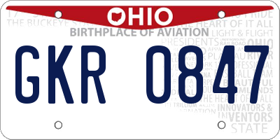 OH license plate GKR0847