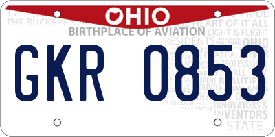 OH license plate GKR0853