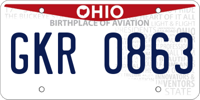 OH license plate GKR0863