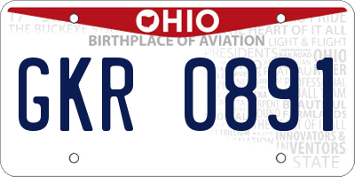 OH license plate GKR0891