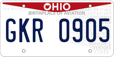 OH license plate GKR0905
