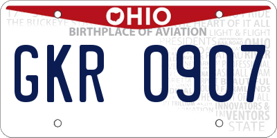 OH license plate GKR0907