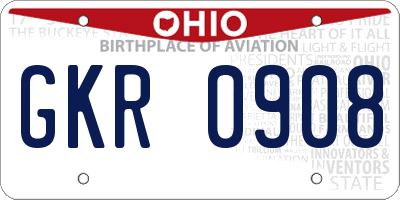 OH license plate GKR0908