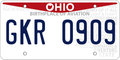 OH license plate GKR0909