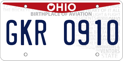 OH license plate GKR0910