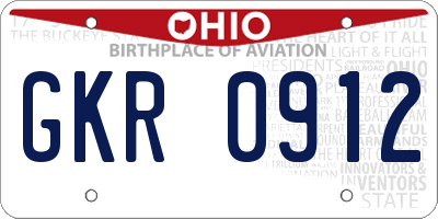 OH license plate GKR0912