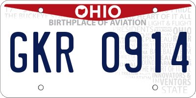 OH license plate GKR0914
