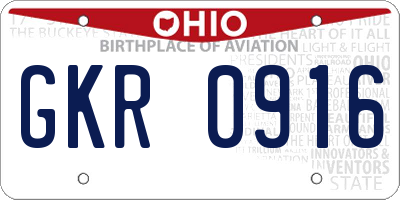 OH license plate GKR0916