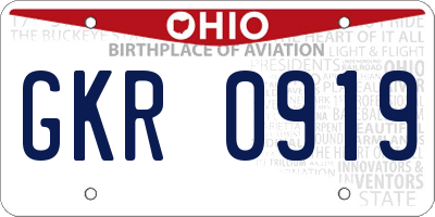 OH license plate GKR0919